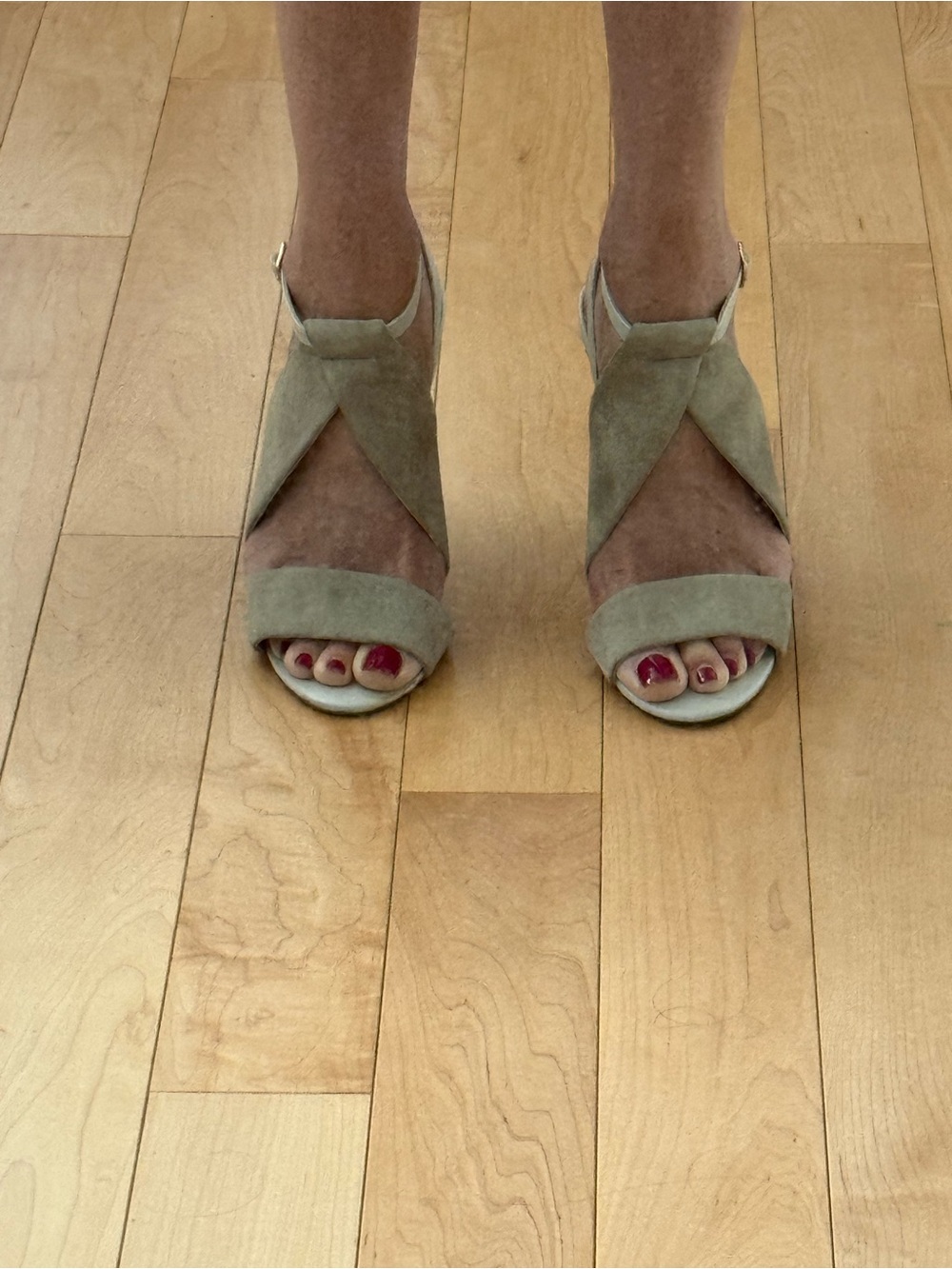 Women's Suede Strappy High Heel Sandals in Taupe